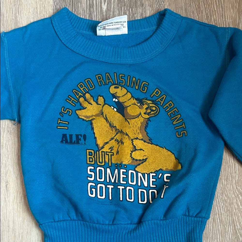 Vintage AlF OPI Blue Kids Sweatshirt with Fun Graphic